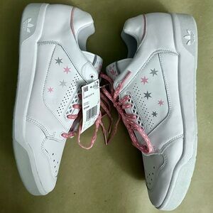 NEW Adidas Slamcourt Skateboard Shoes Stars Low-Top White Pink Size 10.5